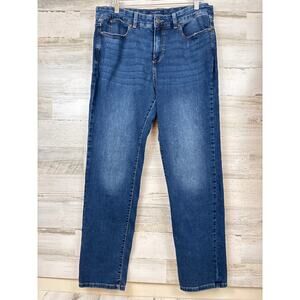 Talbots Womens 12 Blue High Waist Straight Leg Simply Flattering Denim Jeans